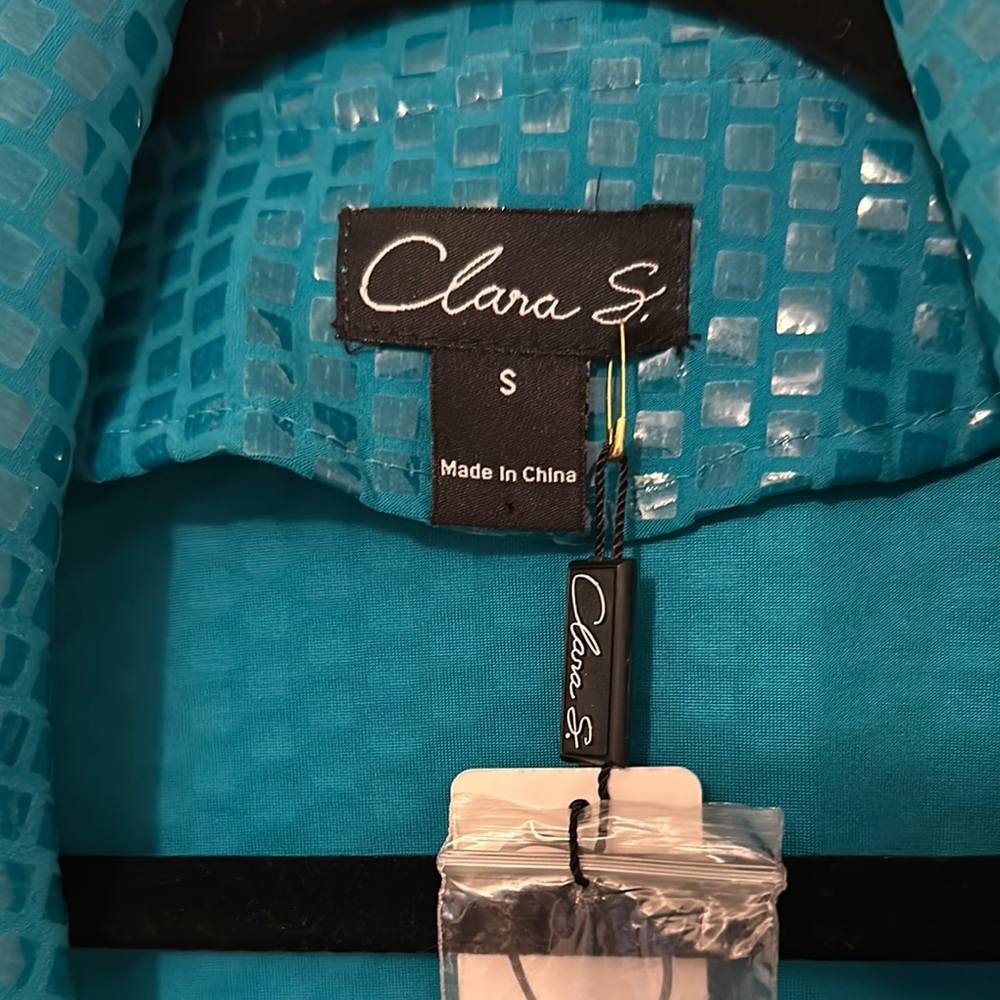 Clara S. Teal Blue sequin Blazer Design - Picture 3 of 11